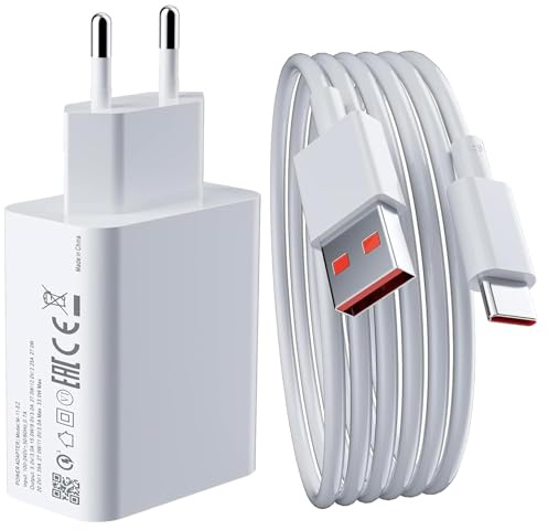 Carica Batterie Rapido per Xiaomi 33W per Redmi Note 15/15 Pro / 15 Pro 5G / Redmi 15C / Redmi Note 15 Pro Plus/Redmi 15/15 5G Con Cavo USB Type C Sostituisce Originale MDY-11-EZ Bianco