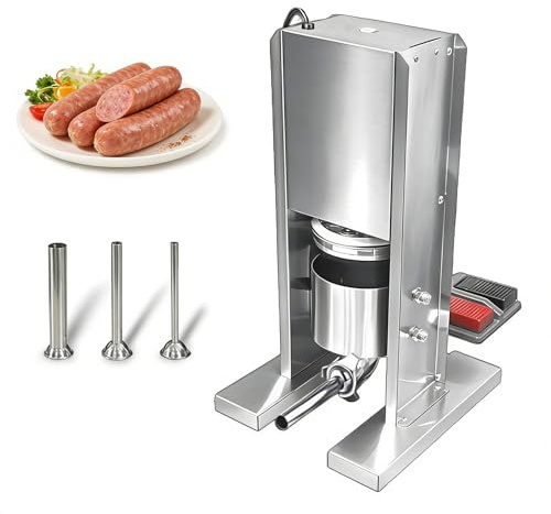 Joyfitness Insaccatrice per Salumi, Verticale Insaccatrice Elettrica per Salsicce, Macchina per Riempire Salsicce Professionale in Acciaio Inox, con 3 Tubi Riempimento, capacità 2/4 l