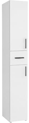 ComfortCove Badezimmerschrank mit Schublade und 2 Türen, Badmöbel, Weiß | Hochschrank für Badezimmer, Badschrank Schmal, Freistehender Aufbewahrungsschrank, Regal für Bad, Küche und Wohnzimmer