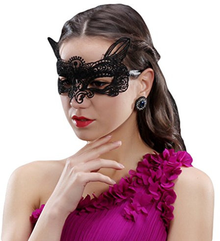 COMVIP Masque Style Gothique Dentelle Demi-visage pour Halloween Mascarade