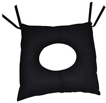 Obbocare Cojín Antiescaras Cuadrado con Agujero. Cojín Anatómico de Fibra Siliconada Hueca y Funda Impermeable. Cojín Postural Negro para Prevención de Úlceras. 41x41x12CM