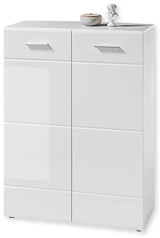 Stella Trading ORLANDO Schuhschrank in Weiß Hochglanz - Modernes Schuhregal mit viel Stauraum für Ihre Schuhe - 90 x 122 x 40 cm (B/H/T)