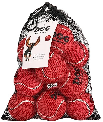 AMA SPORT Tennis Balls for Dogs 12 Pack 2.5 Red Dog Tennis Balls for Puppy Small Medium Dog Toys, Designed for Dogs Floating, Water-Hunting, Fetch, Fun Playing, Daily Exercise, Mid-air Catching