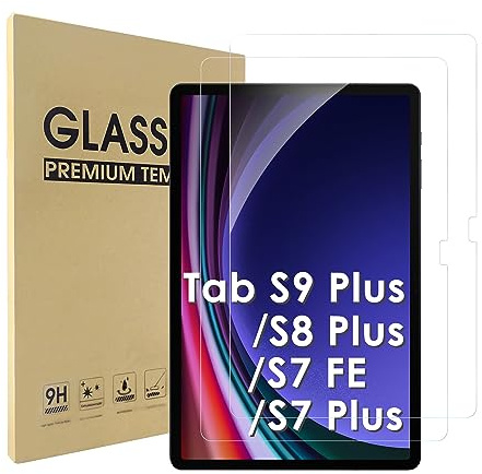Simpeak [2-Stück] Schutzfolie Kompatibel für Samsung Galaxy Tab S9 Plus/ S8 Plus / S7 FE / S7 Plus SM-X810/X816B/X818/X800/X806, 9H Temperglas Screen Protektor Displayschutz, Schutzglas Folie
