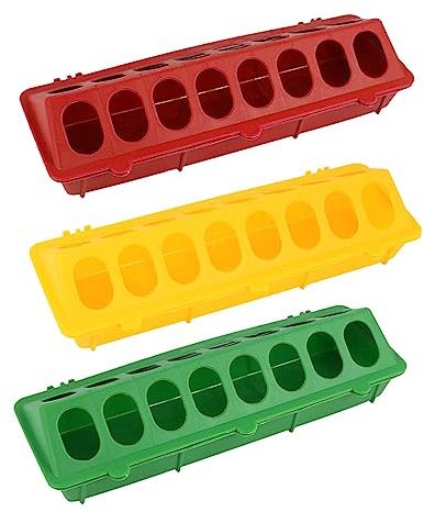 Yardwe Futtertrog für Hühner, Kunststoff, aufklappbar, für Geflügel, Vogelfutterspender, Aufbewahrungsschlitz, Behälter, Tauben, Wachteln, Küken (zufällige Farbe), 3 Stück