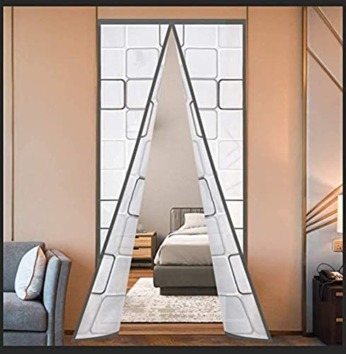 Insulated Door Curtain, Thermal Magnetic Self-Sealing EVA Door Screen, Keep Cold Out Door Cover Auto Closer for Kitchen, Bedroom, Air Conditioner Room,Hands Free, Fits Doors up to 38 x 84, Grey