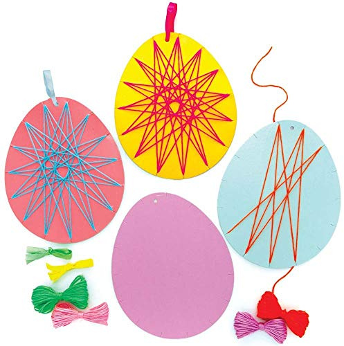 Baker Ross Ostereier-Stickset, 8 Stück, für Kinder (AX781), Blau,Gelb,Rosa
