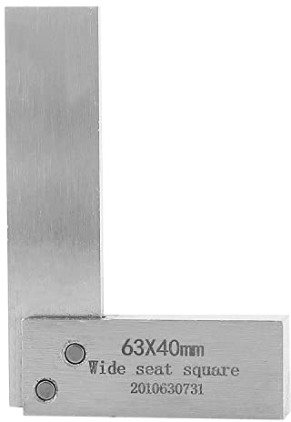 Hegebeck - Set quadrato in acciaio di precisione, 63 x 40 mm, 45 cm, 90 gradi, base larga da ingegnere ad angolo retto, misura 1 pezzo