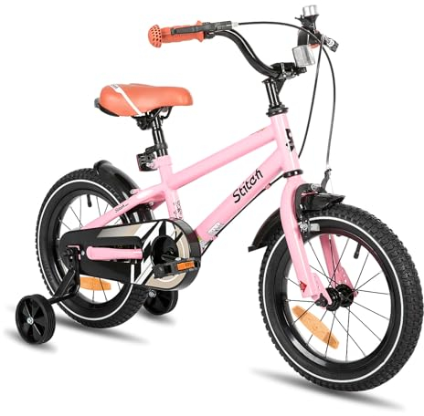 STITCH 14 Zoll Kinderfahrrad für 3-5 jährige Jungen, 14' Zoll Fahrrad für Jungen mit Stützrädern, Rosa