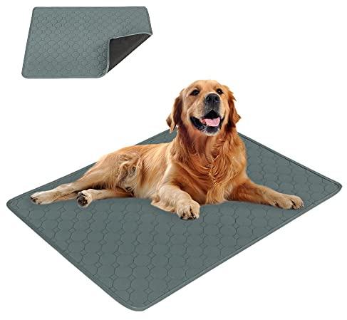 Eastlion Hundunderlägg, tvättbar och återanvändbar träningsmatta, superabsorberande hundmatta, valpdynor lämpliga för hundar och katter (1 stycken 150 x 90 cm) XL-grå