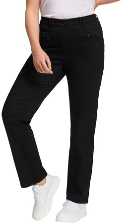 Ulla Popken dam basic stretchbyxor Mony-byxor, svart, 56W / 30L