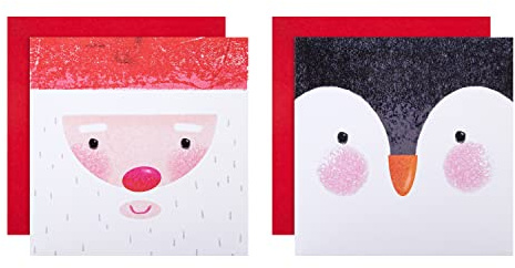 Hallmark 25572296 Lot de 16 cartes de Noël caritatives Motif Père Noël et pingouin