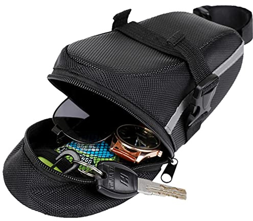 Fahrrad Satteltasche | Fahrradtasche mit Reflexstreifen für sicheren | Universelles Reitzubehör für alle Arten von Fahrrädern, Berg-, oder Rennrädern, einfach zu verstauen und zu tragen mesor