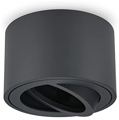 URing LED Faretto da Soffitto, Orientabili, Ø80x50mm, Faretti Soffitto in Alluminio, Grigio, Faretti Led Soffitto per moduli LED da 50 mm, Rotondo, Nessuna lampadina