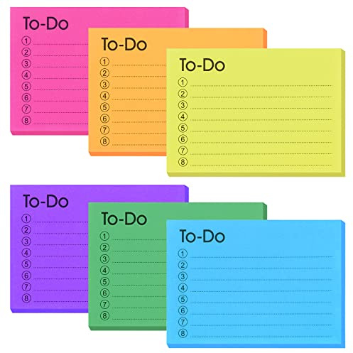 TIESOME 6 paquetes de notas adhesivas, 300 hojas para hacer, notas adhesivas con línea colores autoadhesivos bloc de notas bloc de notas adhesivas a granel hogar oficina escuela planificador