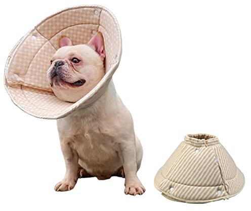 Avaner Collare per cani, collare di protezione per cani, imbuto per cani, collari regolabili per il recupero dopo interventi chirurgici o ferite, giallo+bianco, 2