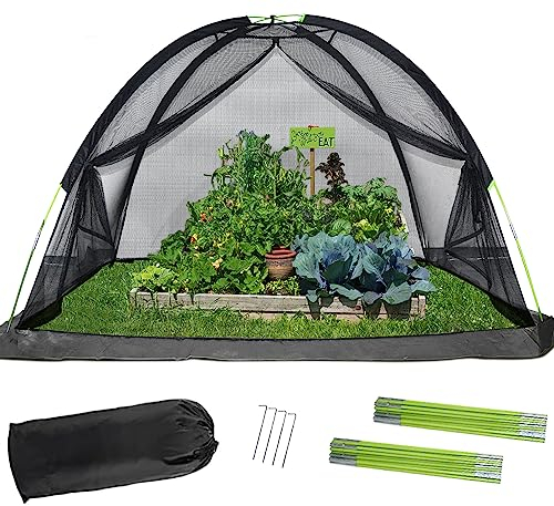 Gulfmore Rete per laghetto, copertura a cupola, 4,3 x 3,4 m, con cerniera, in nylon nero di alta qualità, per laghetti, piscine e giardini