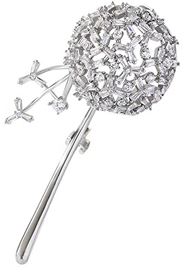 YAHOYA Funkelnde CZ Zirkon Hohle Löwenzahn Form Brosche Silber Farbe Hochzeitspflanze Broschen Für Frauen Mädchen Bankett Anstecknadel Schmuck