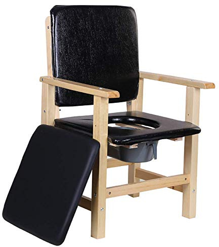Vasino WC – Sedia da toilette – Allungabile per anziani, sedia imbottita in legno con schienale – vasino lungo per un maggiore comfort