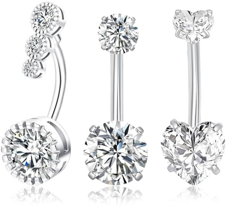 DMNQ 3 Piezas Piercing Ombligo, Acero Quirúrgico y Titanio, Joyas para Mujeres y Niñas, Adecuadas para Muchas Ocasiones, Día de la Madre y Regalos de Cumpleaños