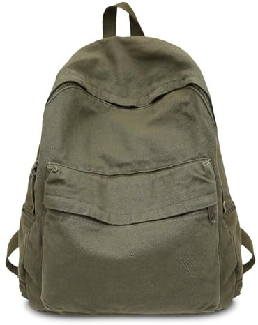 Boziee Canvas Rucksack Damen Daypacks Cityrucksack Rucksäcke Rucksackhandtaschen Schulrucksack für Damen Mädchen Teenager Schule Travel Arbeit Alltage Unisex (Grün)