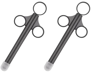 Lube Tube Spritzen, 2 Stück Schmiermittel Applicator, Wiederverwendbar Schmiermittel Spritze,Vaginal Applikator mit Traktionsring und Fingergriff,für Männer Frau Anus und Vagina (Grau, M)
