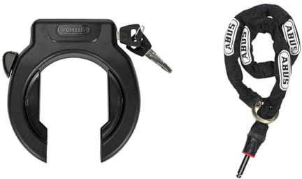 ABUS Rahmenschloss PRO Amparo 4750SL NR & Rahmenschloss-Einsteckkette - Adaptor Chain 6KS - Fahrradschloss mit 85 cm Länge - 6 mm Starkes Kettenschloss - Zubehör für Rahmenschlösser, Schwarz
