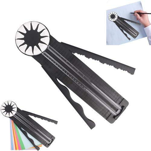 Eevhrqw Paper Craft Edge Cutter,12 in 1 Rotary Paper Cutter,12-Shapes in 1 Craft Paper Edge Cutter,Guillotine Paper Cutter Rotary 12 in 1,Paper Trimmer with Measurements