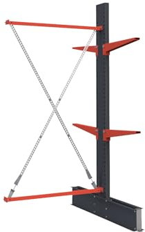kaiserkraft | Kragarmregal Attillo schwer | doppelseitig | HxB 2500 x 2000 mm | Kragarm 600 mm | Anbauregal