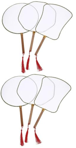 ABOOFAN 2 Sätze Leerer Lüfter Chinesisches Leerer Graffiti-Fan Handgefertigte Fächer Kinder Handventilator Hand Fan Kinder-Graffiti-Fan Leerer Handfächer Seidentuch 3 Stück * 2