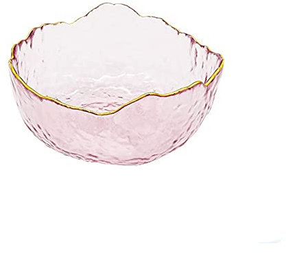 Schüsseln für die Küche, Glasschüsseln, unregelmäßige Schüssel, Geschirrzubehör, Glod-Inlay-Kante, Hammerglas-Salatschüssel, mehrfarbige Dessertschüssel, Obstschale für Snacks, Desserts (Farbe: 1,