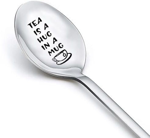 Tea Lover Spoon Gifts for Women Men Engraved Tea Spoon for Best Friend Mum Dad Birthday Christmas Gifts for Sister Brother Tea Enthusiasts Teaspoon