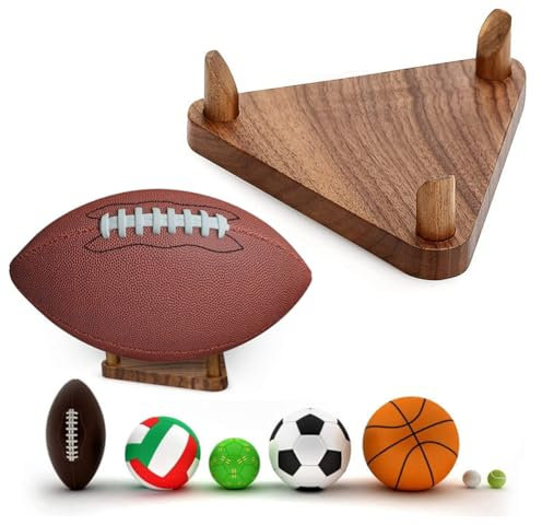GETBSTOOP Soporte de exhibición de fútbol, ​​Soporte de Madera para Bolas, Soporte de exhibición de Bolas de Madera multifunción, Soporte de Pared para Almacenamiento de Bolas para fútbol, ​