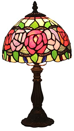 XFZJCHAP Lampada da Tavolo in Stile Lampada da scrivania in Vetro colorato Classico Barocco da 8 Pollici Lampada da Tavolo per Soggiorno con Decorazione Domestica Base in Lega di Zinco