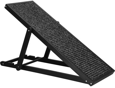 SPRINGOS Holz-Hunderampe höhenverstellbare Plattform 3-stufige Rampe 103 x 35,5 cm max. Belastung 60 kg Klappbar