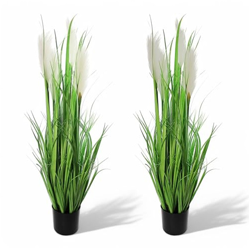 Arnusa Künstliches Pampasgras 90 cm hoch im Topf Dekogras Kunstgras Dekoration Kunstpflanze künstliche Gräser Zimmerpflanze (2)