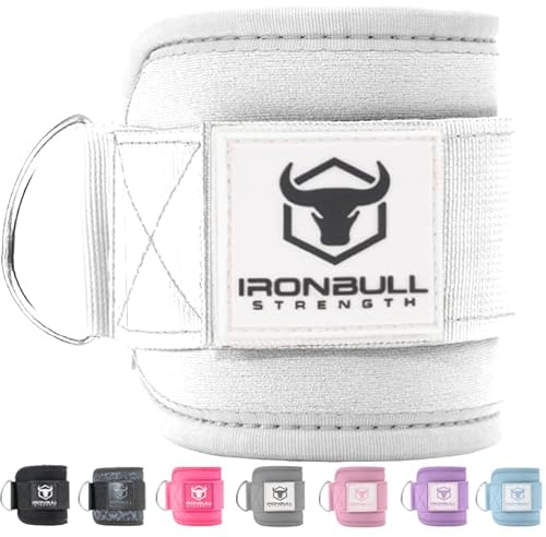Women's Ankle Strap for Cable Machines & Resistance Bands: Gym & Home Workout Cuff Attachment for Leg Extensions, Kickbacks, Hip Abductors - Booty Exercises (White, Pair)