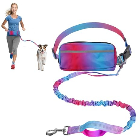 Qxsnuvvlg Laisse mains libres pour chiens de taille moyenne et grande - Corde élastique durable avec pochette zippée - Convient pour la course à pied, le jogging, la marche