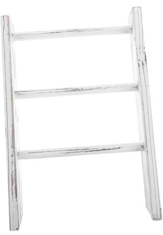 UTHCLO Mini Échelle Porte-Serviettes Murale Blanche Support Mural Décoratif pour Torchons Rangement Compact pour Salle De Bain Et Cuisine Style Campagne Élégante Gain De Place Fonctionnel