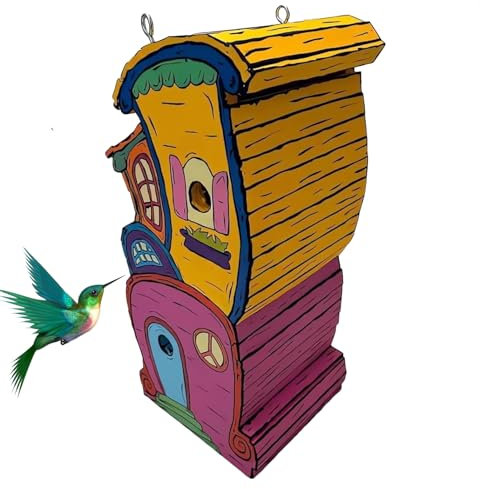 YNPQTDS Casa De Pájaros De Madera | Casa Decorativa para Aves - Cabaña De Troncos Artesanal con Percha Resistente A La Intemperie para Jardín Ventana Y Valla