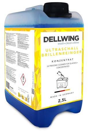 Dellwing Nettoyant pour lunettes 2,5 l, | concentré pour appareils à ultrasons, solution nettoyante pour verres et montures, fabriqué en Allemagne