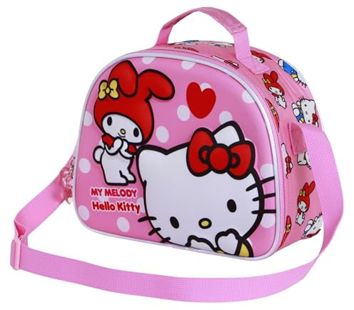 Hello Kitty Lovely-Borsa Porta Merenda 3D, Rosa, 26 x 20 cm
