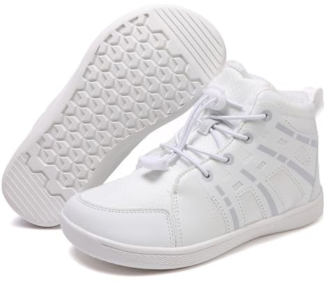 VIVBCLI Barfotastövlar – Vinter barfotaskor för vandring, bekväma och ventilerande sneakers, halkfria och lätta, Vit, 27 EU