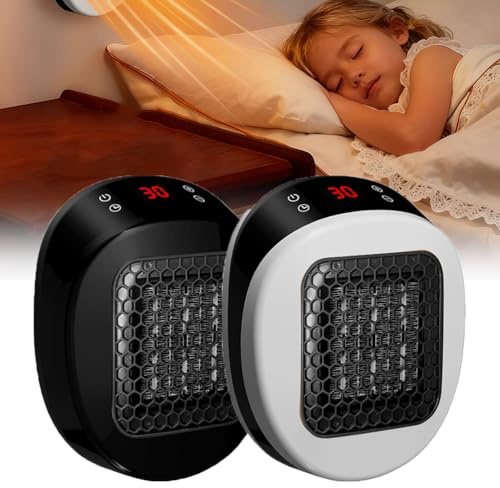 Ceramic Wall Heater Plug In - Portable Electric Room Heaters,Rapid Heating In 3 Seconds, Ptc Ceramic Heating Element, 12 Hour Timing (2PCS)