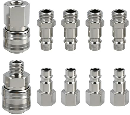 Set di 10 attacchi ad aria compressa Euro 1/4 BSP, attacco rapido ad aria compressa con filettatura, raccordo ad aria compressa per tubi dell'aria e sistemi di aria compressa