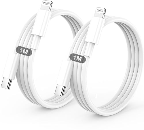 BSTOEM Cable USB C a Lightning, 1M+1M Cable Cargador iPhone Carga Rápida | Cable Tipo C a Lightning para iPhone 14 13 12 11 Pro Max Mini XS XR X 8 7 6s 6 Plus SE, para iPad, Blanco