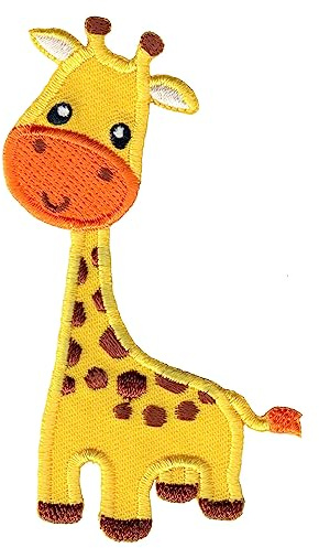 PatchMommy Giraffe Aufnäher zum Aufbügeln für Kinder, 9 x 5,75 cm | Gesticktes Bügelbild, Patch & Applikation für Baby- und Kinderkleidung & Rucksäcke – zum Aufbügeln oder Aufnähen