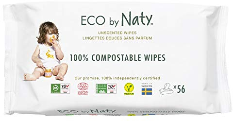 Eco by Naty plastikfreie Baby Feuchttücher unparfümiert - 100 % kompostierbare und pflanzliche Tücher, gut für Babys und die empfindliche Haut von Neugeborenen (12 x 56 | 672 Stück)