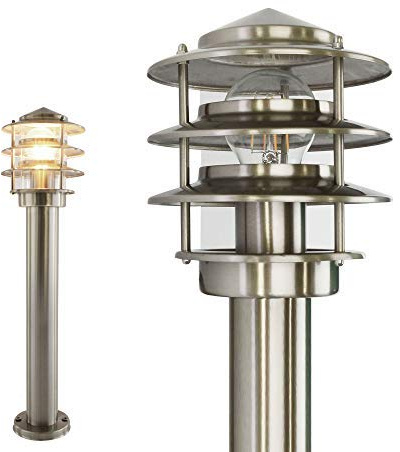 Maxkomfort Edelstahl E27 Standleuchte 249-500 für Außen – Elegante Gartenleuchte, Wegeleuchte, 50cm, IP44, Max. 25W