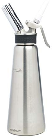 Mastrad Sahnebereiter Edelstahl Siphon Pro Whipper - abnehmbarer Kopf - temperaturbeständiges Metallgehäuse - rollfestes Design - für die Zubereitung von Mousse, Soße, Creme, Schlagsahne etc.